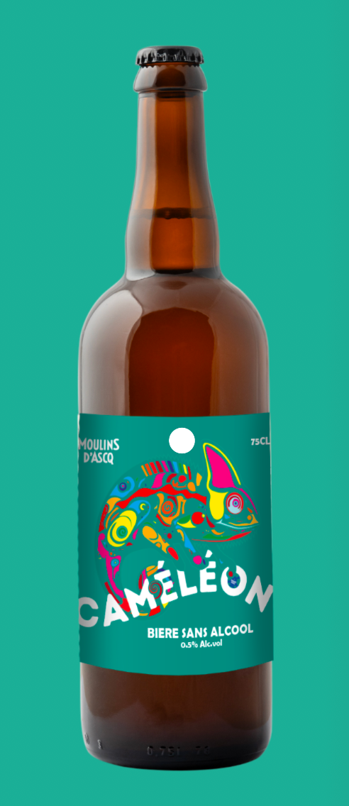 Bière blonde Caméléon Moulins d'Ascq sans alcool 0,5% - 75cl